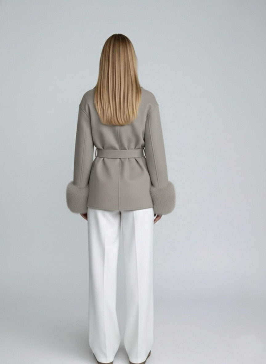 Oversized Fur cuffed coat