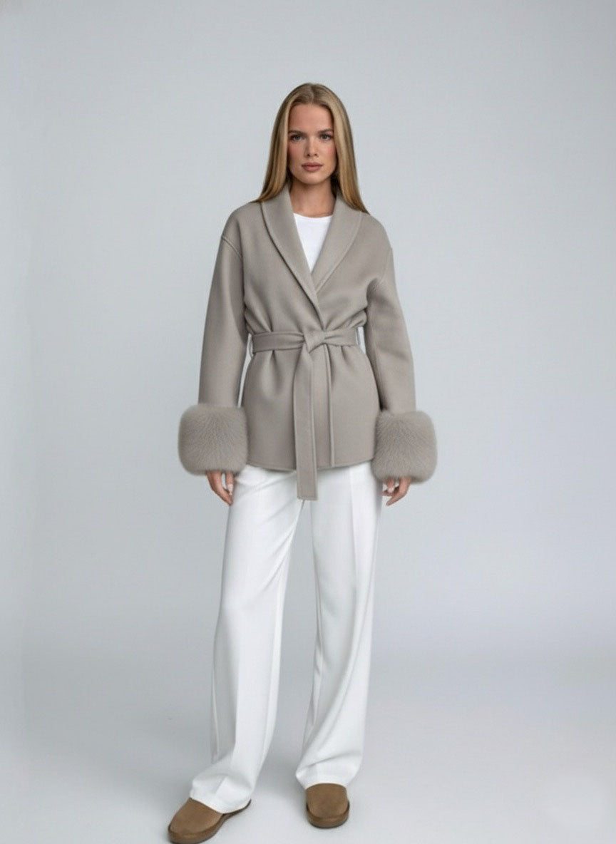 Oversized Fur cuffed coat