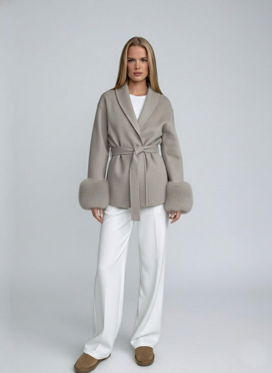 Oversized Fur cuffed coat