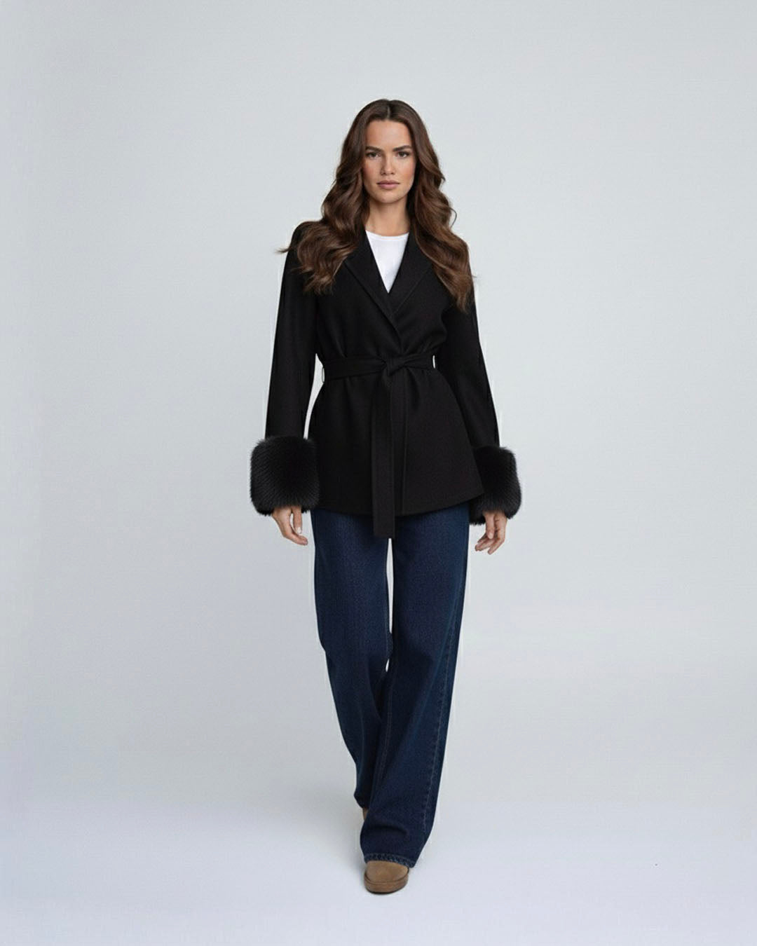 Oversized Fur cuffed coat