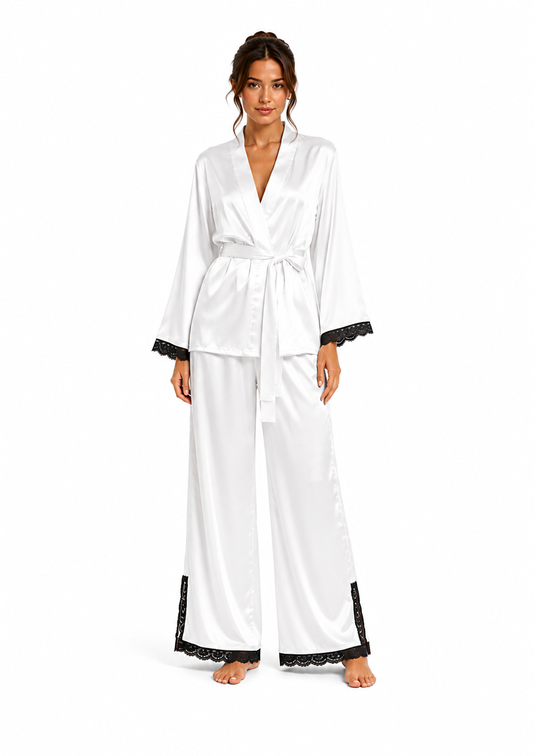 Satin-lace wrap set